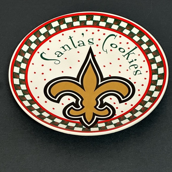NEW ORLEANS SAINTS Santa’s Ceramic Cookie Plate - Picture 1 of 8